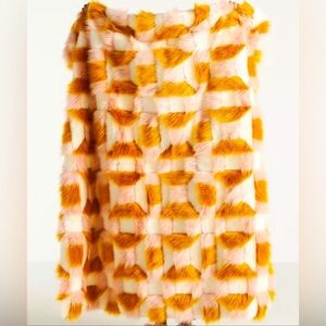 Anthropologie Geo Faux Fur Blanket Throw
